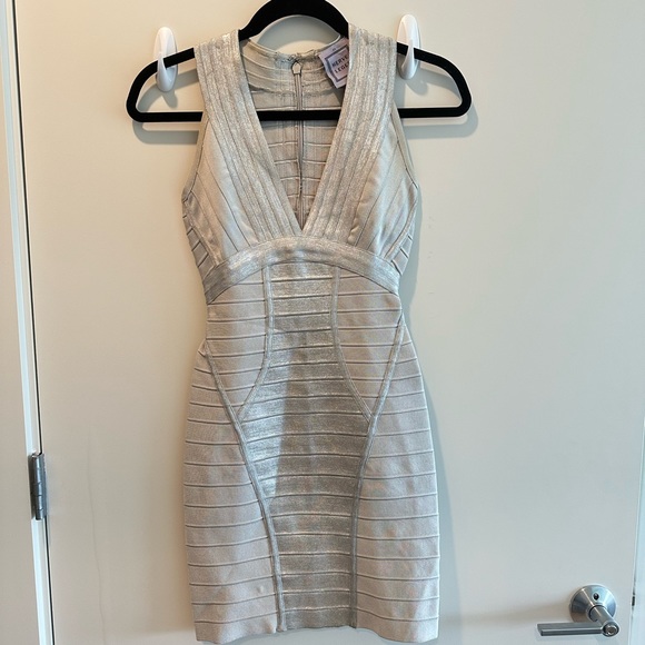 Mini Herve Ledger Bondage Silver Metallic Dress - Picture 6 of 6